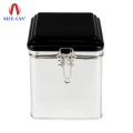 New air tight style square shape customized color hinged lid tea or coffee tin box